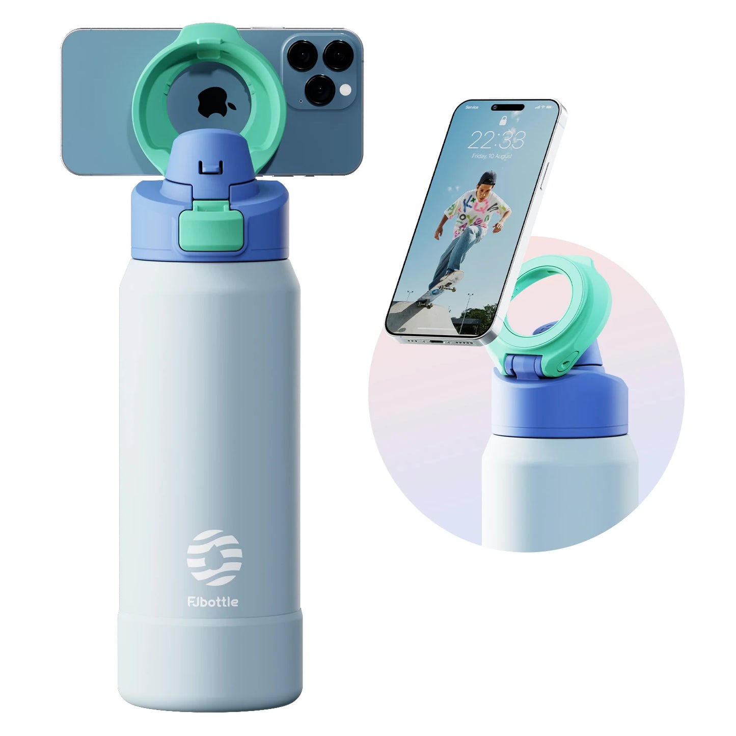 Gourde Isotherme Magnétique 2 en 1 / Support Téléphone