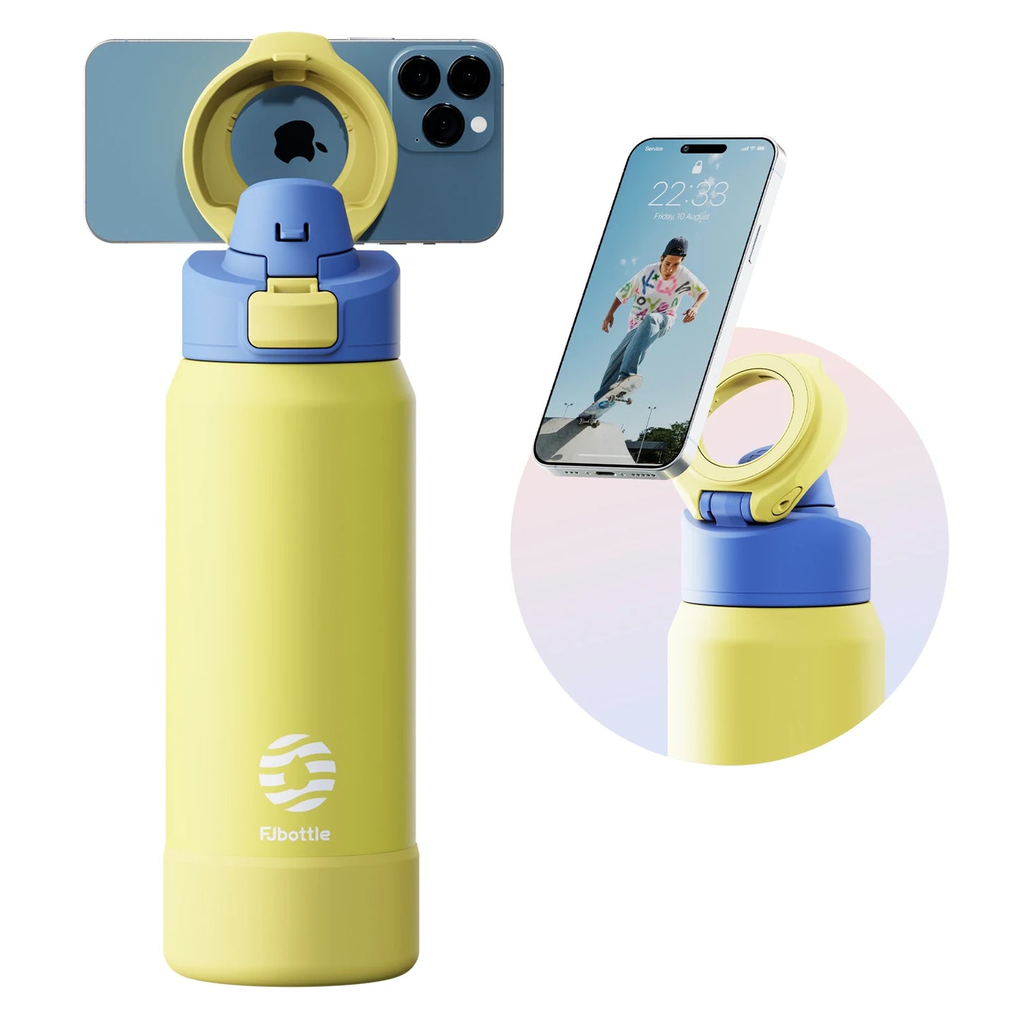 Gourde Isotherme Magnétique 2 en 1 / Support Téléphone