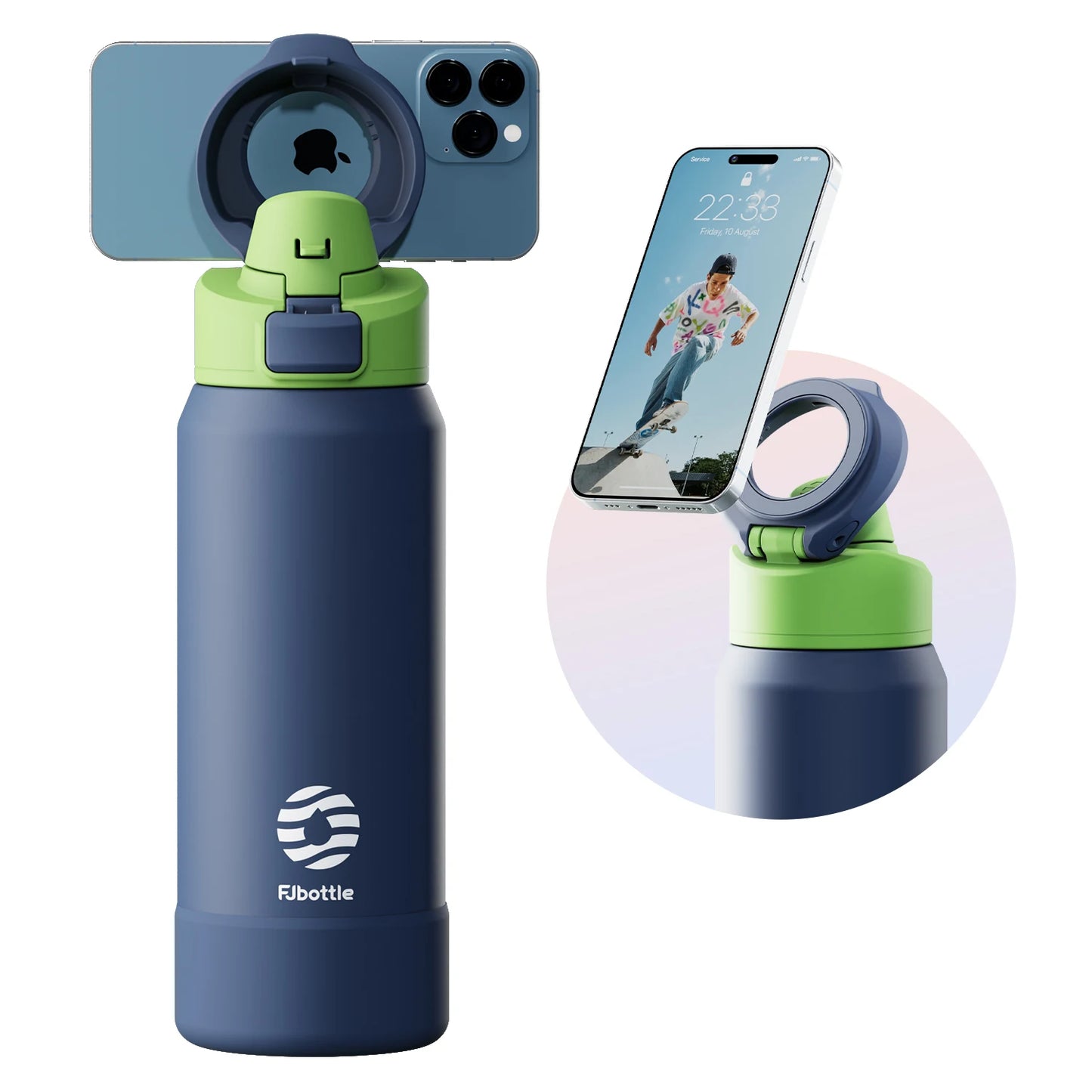 Gourde Isotherme Magnétique 2 en 1 / Support Téléphone