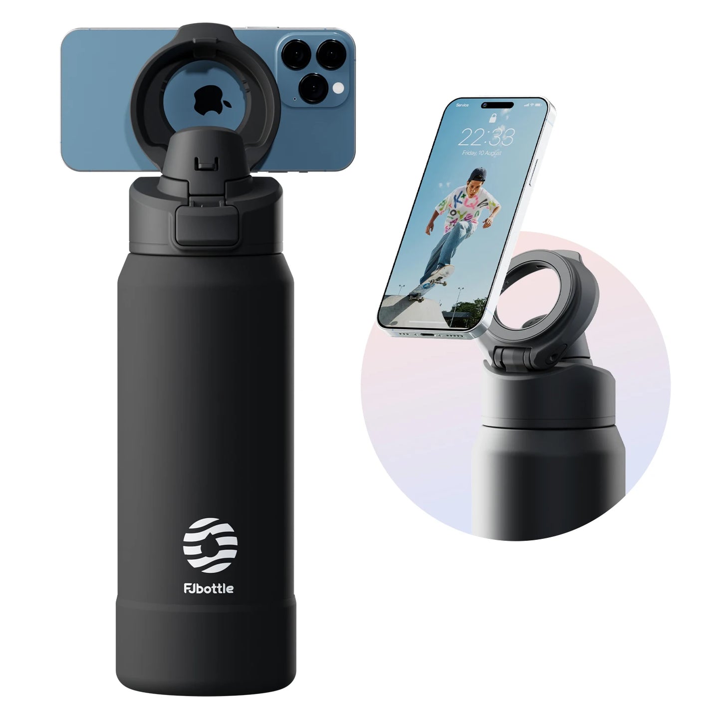 Gourde Isotherme Magnétique 2 en 1 / Support Téléphone