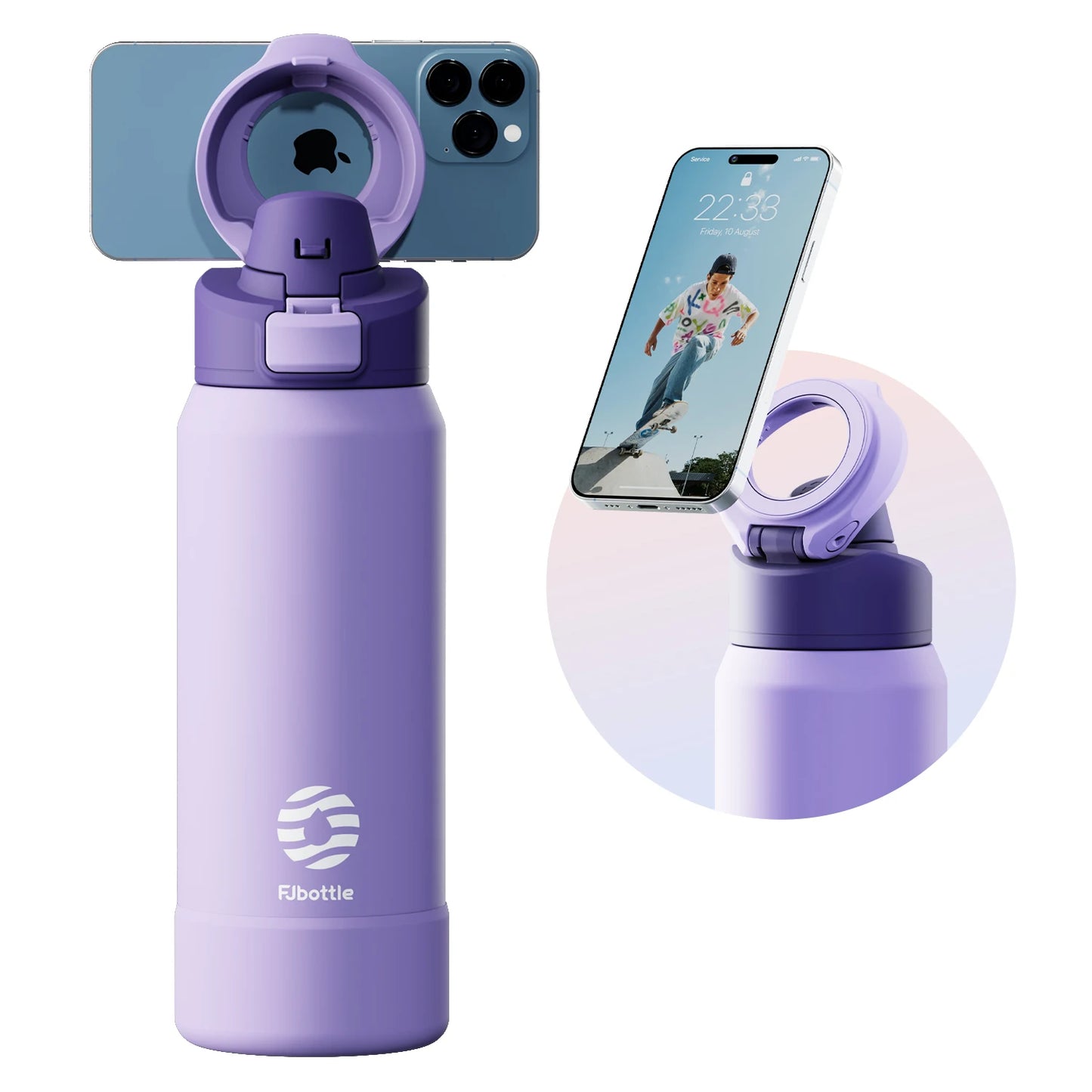 Gourde Isotherme Magnétique 2 en 1 / Support Téléphone