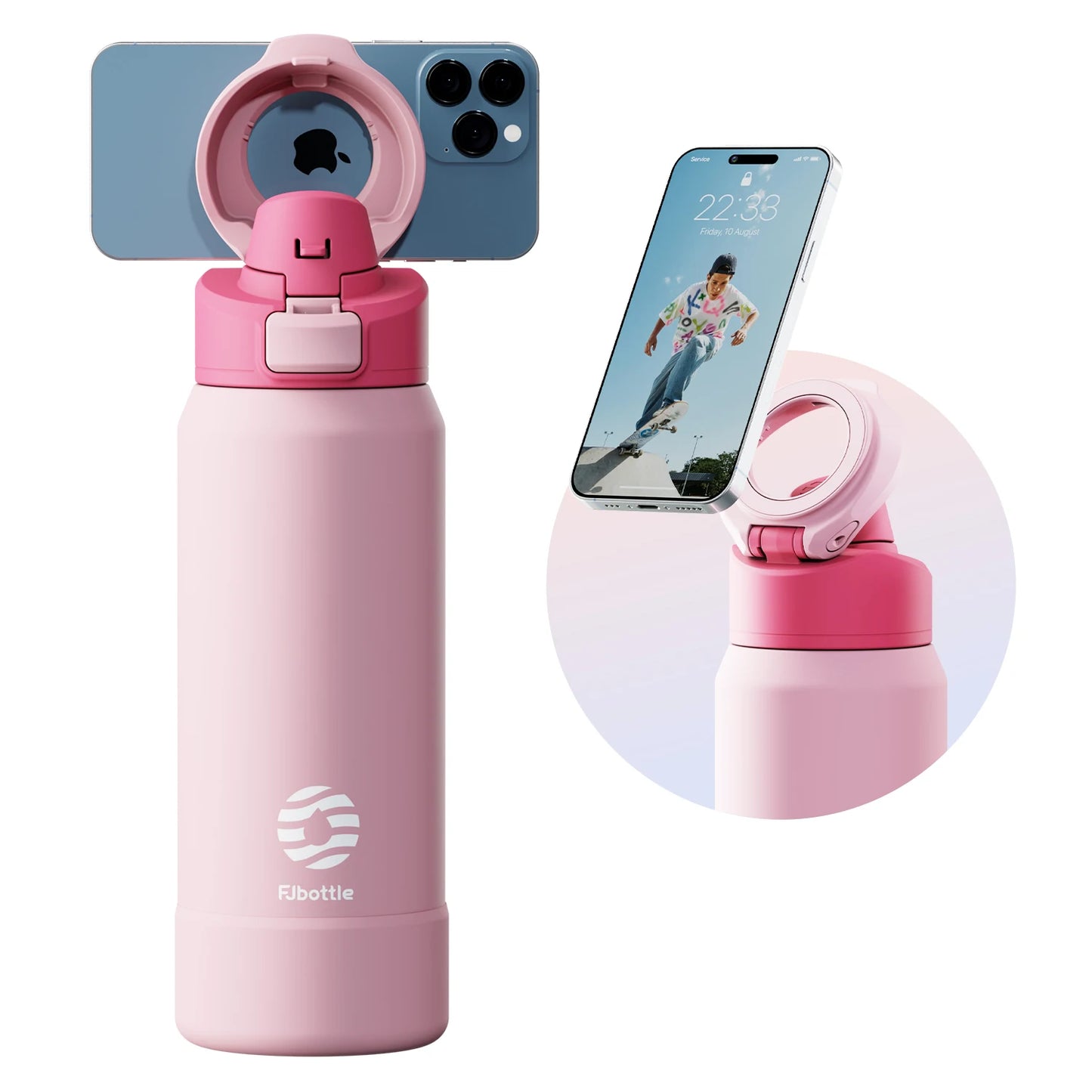 Gourde Isotherme Magnétique 2 en 1 / Support Téléphone
